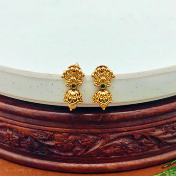 Gold  plated Emerald golden pearl jhumkas