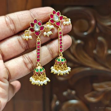 Jadau Kundan Jhumkas - Design 7