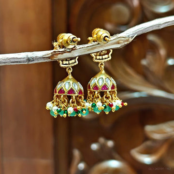 Jadau Kundan Jhumkas - Design 9