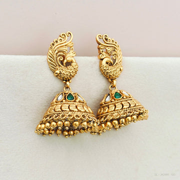 Nakshi Golden peacock Jhumkas