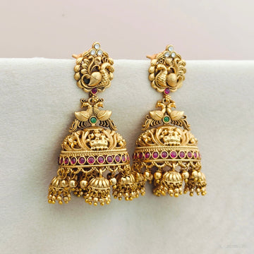 Nakshi Golden cluster step jhumkas