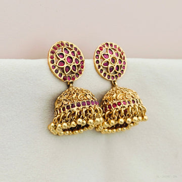Nakshi Golden Kemp bead Jhumkas