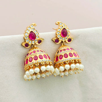 Golden Ruby stone Jhumkas