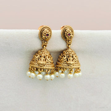 Nakshi lightweight golden jhumkas