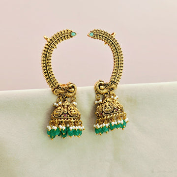 Peacock Earcuff Jhumkas