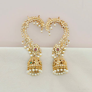 Antique Matt Earchain Jhumkas