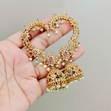 Antique Matt Earchain Jhumkas