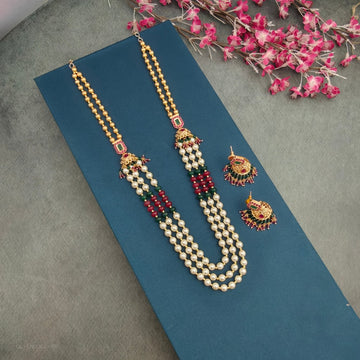 Multicolor Bead Mala Long Necklace