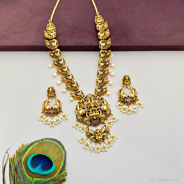 Antique gold Lakshmi - floral Necklace