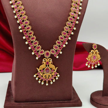 Cz Ruby Long Necklace set