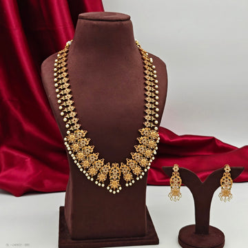 Cz coin peacock long Necklace set