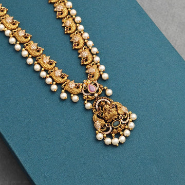Pearl Lakshmi Long Necklace Set