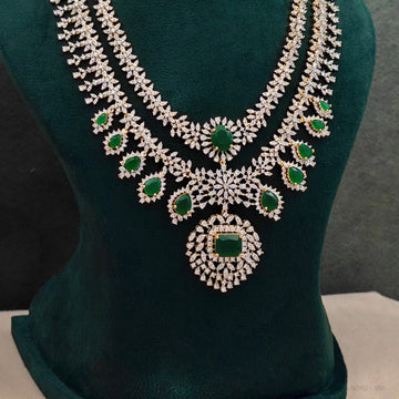 American diamond Double layer Long Necklace