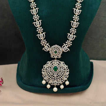 American diamond floral long Necklace Set