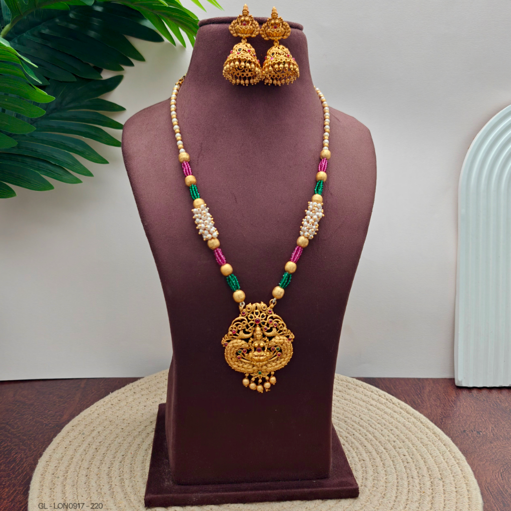 Lakshmi peacock Beads Necklace Set