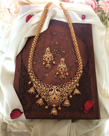 Long Haaram Peacock Necklace set