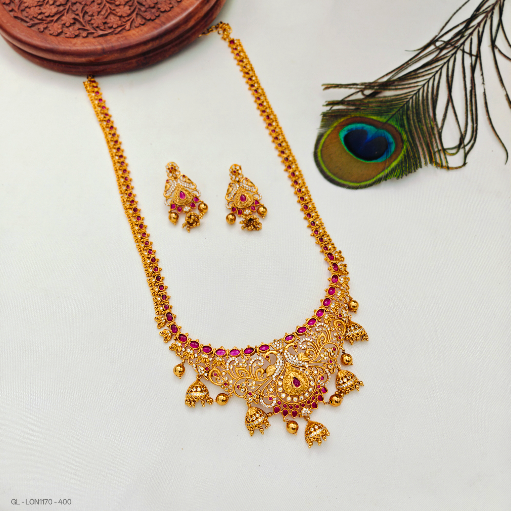 Long Haaram Peacock Necklace set  GL-LON1170-390