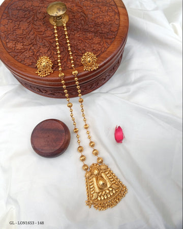 Golden  Mid length necklace set GL-LON1653-148