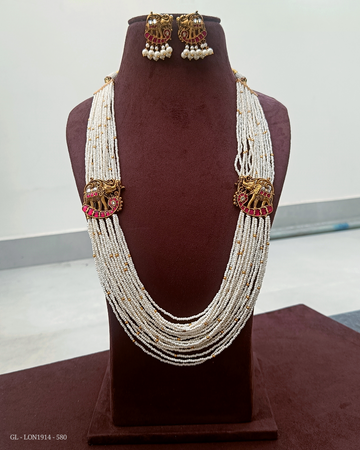 Antique necklace with semi precious Jadau Kundan stones GL-LON1914-580
