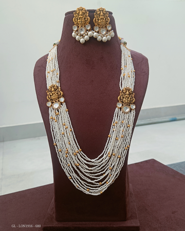 Antique Kundan necklace with semi precious Jadau Kundan stones GL-LON1916-680
