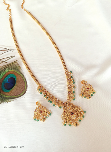 Golden Peacock long necklace set GL-LON2523-310