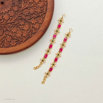 Ear Chains -Ruby Emerald floral design  drops
