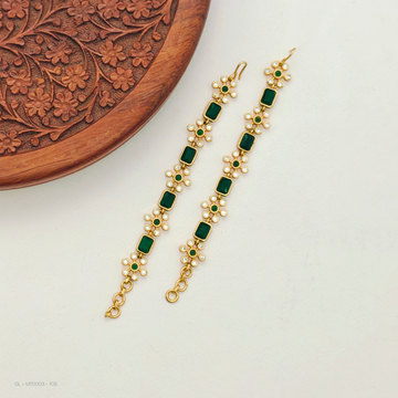 Ear Chains - Emerald floral design  drops