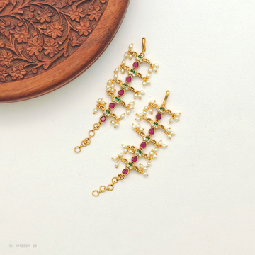 Ear Chains - Ruby Emerald pearl  drops