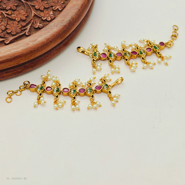 Ear Chains - Ruby Emerald pearl  drops