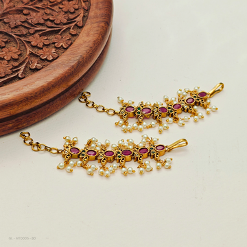 Ear Chains - Ruby Emerald pearl  drops