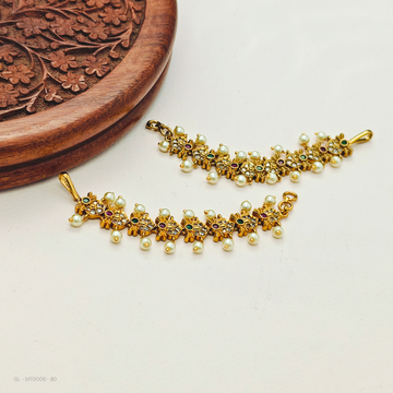 Ear Chains - AD Ruby Emerald pearl  drops