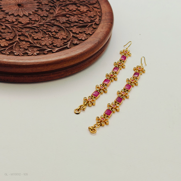 Ear Chains - gold plated Ruby drops