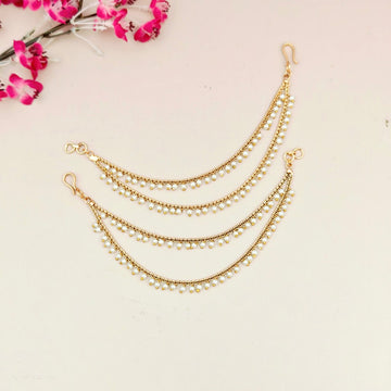 2 Layer Pearl drops Earchains / Maatal -