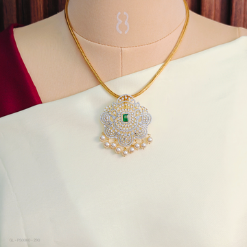 American diamond Elegant Locket set - Emerald