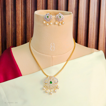 American diamond Elegant Locket set - Green
