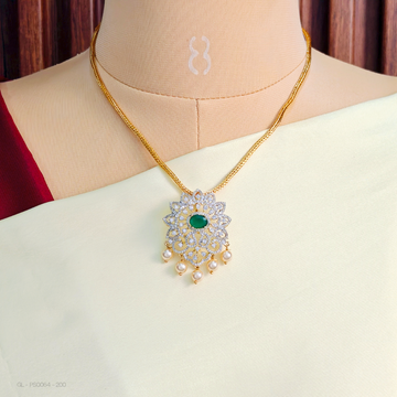 American diamond Elegant Locket set - Green