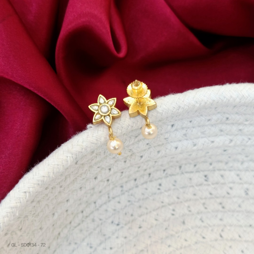 Gold finish floral stud