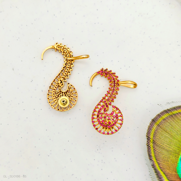 Gold plated Ruby Stud - Earcuff