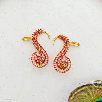 Gold plated Ruby Stud - Earcuff
