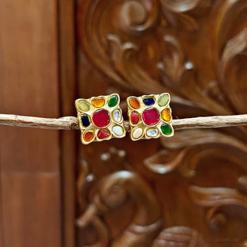 Jadau Kundan Earrings Stud - Design 12
