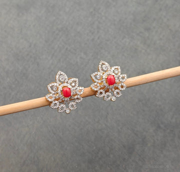 American Diamond Floral Studs - Pavazham