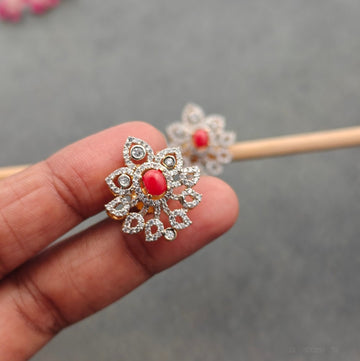 American Diamond Floral Studs - Pavazham