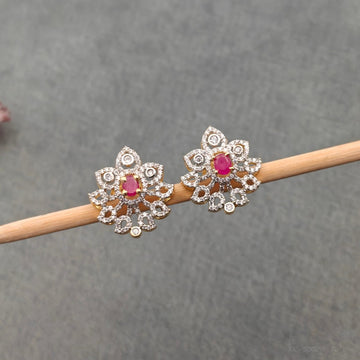 American Diamond Floral Studs - Pavazham