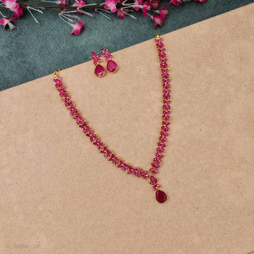 Gold Plated Necklace - Ruby Stone