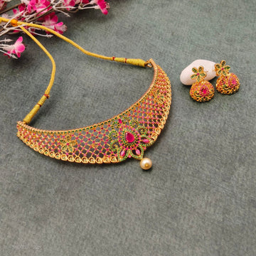 Choker Necklace - Ruby Emerald stones