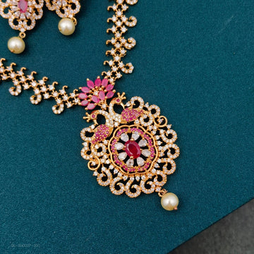 American Diamond Ruby stone Necklace