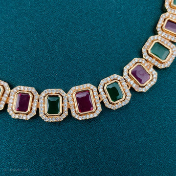 Ruby Emerald Necklace Set