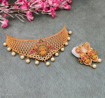 Choker necklace - Cz Ruby Temple design