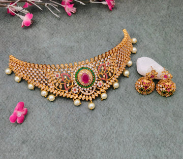 Choker Necklace - American Diamond