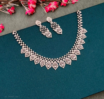 Silver polish American diamond necklace